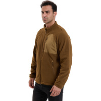 Veste polaire sportive pour homme à col montant, motif uni, pour sports d'extérieur automne/hiver, avec doublure thermique et hardshell