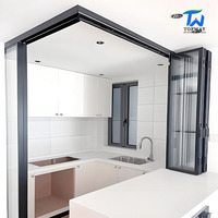 Fenêtre pliante panoramique sans cadre en aluminium, cadre fin, fenêtre en verre pliante pour balcon