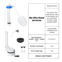 Kit de réparation moderne pour réservoir de toilettes à montage latéral - Comprend la vanne de remplissage, la vanne de chasse, le bouton de chasse double, l'anneau d'étanchéité, installation facile, garantie 3 ans