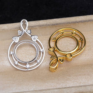 WENCHI S925 <b>Silver</b> Pearl Pendant Holder 13.7-13.9mm <b>Heart</b> Design Jewelry Finding for <b>Necklace</b> Making - Product Image 2