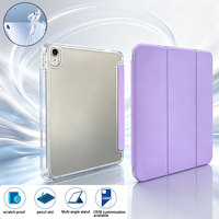 Étui de protection ultra-léger pliable en trois parties avec support transparent pour crayons et support multi-angles pour iPad Air 13, résistant à l'usure