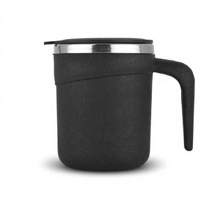 Mug à café et tasse à thé isothermes légères en acier inoxydable noir avec couvercle 200 ml, portables pour le bureau et les voyages - Product Image 1
