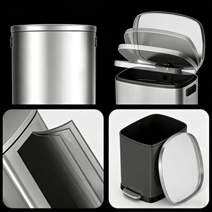 ถังขยะทรงสี่เหลี่ยมพร้อมฝาปิดแบบเงียบสำหรับห้องครัว ห้องน้ำ บ้าน ถังขยะในร่ม - Product Image 4