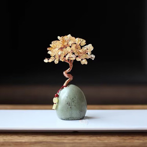 Ornement Arbre à Argent en Citrine Jaune Naturelle, Décoration de Bureau, Table à Thé, Style Vintage, Petit Cadeau <span class=keywords><strong>YOS</strong></span>-050 - Product Image 3