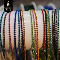 Aksesoris Pengolahan Pakaian 2mm 3mm 4mm 6mm per Yard Rantai Kristal dan Emas Hiasan Rhinestone untuk Gaun, Pakaian, Sepatu