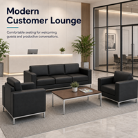 Ensemble de canapés pour salle d'attente avec canapé trois places, fauteuils et table basse pour projets de mobilier de bureau
