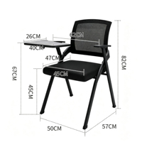Chaise de conférence pliante en maille avec tablette d'écriture pour la formation, idéale pour le personnel de bureau et les espaces de détente – Vente en gros de mobilier de bureau