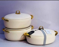Ensemble de chauffe-plats isothermes 2L+2.5L+3L pour le marché africain, comprenant une marmite ovale de luxe pour la conservation de la chaleur, unique