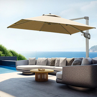 Parasol de terrasse moderne de 9 pieds à énergie solaire avec lumières LED et bouton d'inclinaison pour meubles d'extérieur, jardins, cours, hôtels, plages