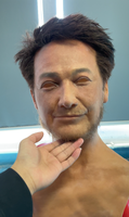 Masque de costume personnalisé de haute qualité en silicone noir et brun, simulation réaliste, accessoires de maquillage pour performance