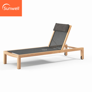 Chaise longue de jardin moderne et portable pour l'extérieur, chaise longue réglable en teck pour projets hôteliers et villas - Product Image 5