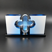 Plaque de signalisation croisée à deux panneaux bleue Neelpure 187506, gravée au laser 3D en cristal, pour souvenir d'hôpital médical