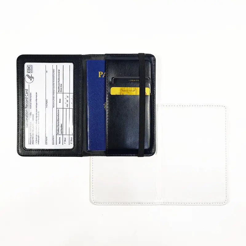 Novo porta-passaporte de sublimação, bolsa para passaporte multi-cartões de grande capacidade, conveniente, com logotipo personalizado em branco, bainha de couro
