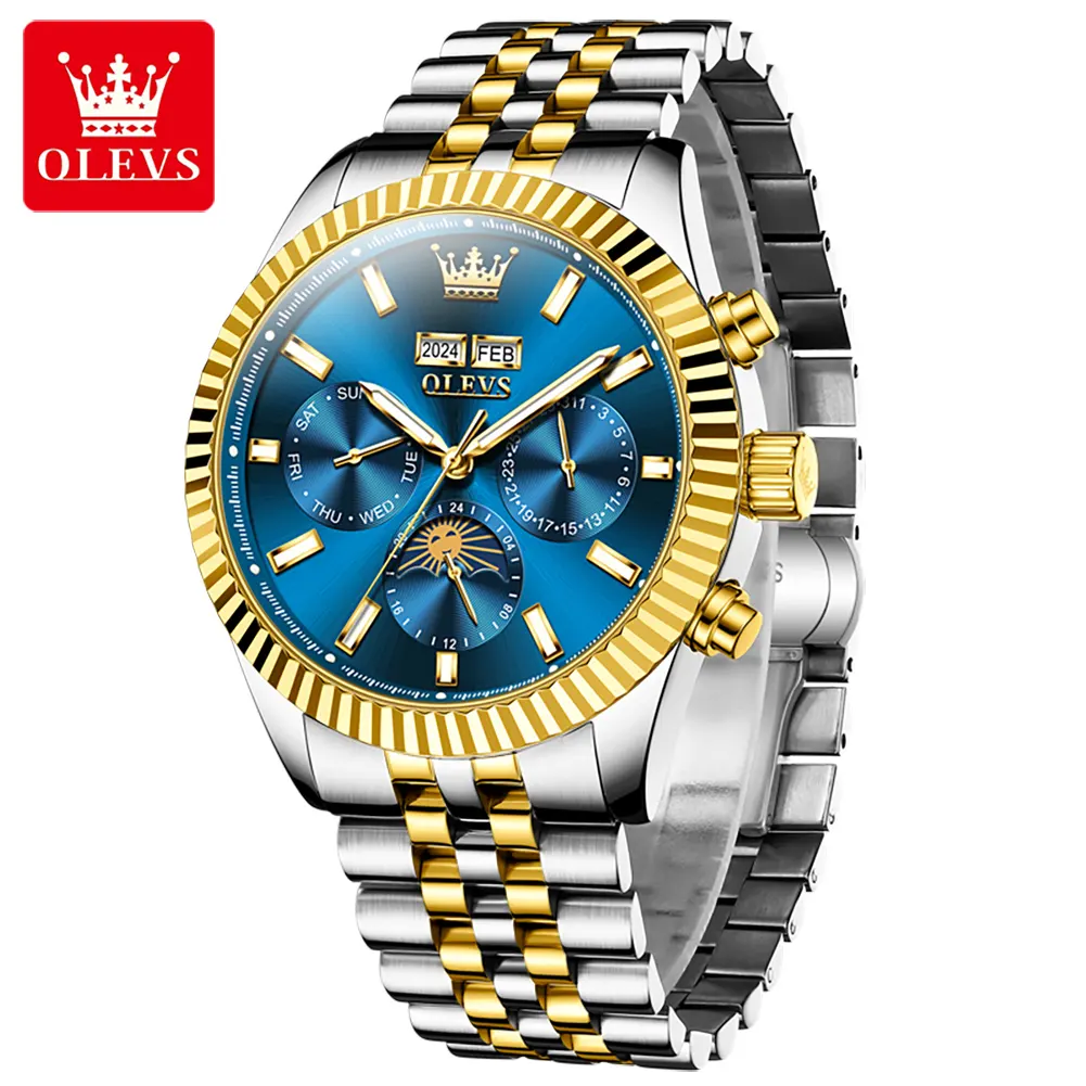 OLEVS 6688 custom logo fashion stainless steel luxury watches wholesale moon phase automatic watch mechanical watch for me