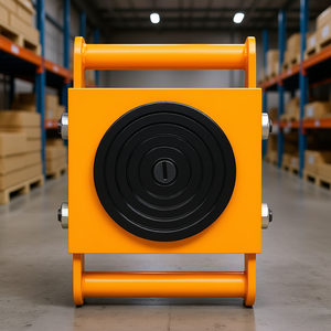 Déplaceur de machines industrielles D0100HADBSW 6T en acier au carbone, base 180x180mm, 4 roues en PU, rotation à 360 degrés, usage intensif - Product Image 2