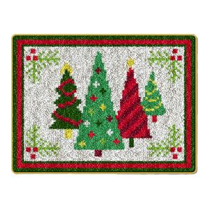Kits de <span class=keywords><strong>crochet</strong></span> de loquet avec décoration de maison de toile imprimée de motif d'arbre de Noël, tapis de <span class=keywords><strong>crochet</strong></span> de bricolage - Product Image 3
