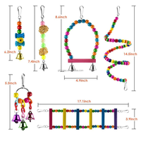 Lot de 6 jouets colorés pour oiseaux : balançoire, jouet à mâcher, échelle d'escalade, hamac, jouets pour perroquets avec clochettes