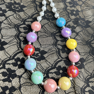 Nueva Venta caliente bebé niñas AB colorido macarrón <span class=keywords><strong>Bubblegum</strong></span> cuentas collar 16mm grueso cuentas joyería para fiesta regalo al por mayor - Product Image 1