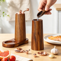 Moulin à poivre et salière en bois d'acacia durable et écologique à manivelle, moulin à épices en bois massif pour la cuisine occidentale