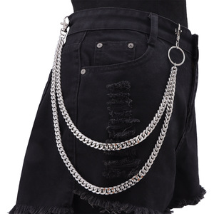 Double Layer Metal Pants <b>Chain</b> Gold Zinc Alloy Waist <b>Chain</b> Hip Hop Denim Accessory Daily Wear - Product Image 2