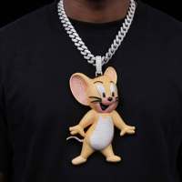 Pendentif Moissanite en Argent 925 Personnalisé, Bijou Cartoon Tendance pour Homme, Style Streetwear Hip-hop, Anti-allergique, Anti-décoloration, Idéal Cadeau