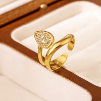 Bague Feuille d'Œil Plaqué Or en Acier Inoxydable Anti-ternissement et Étanche, Tendance TikTok, par Fanhua Jewelry