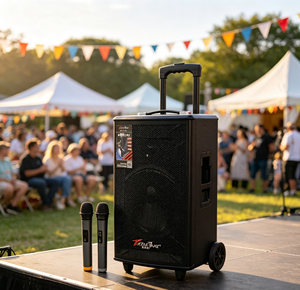 Altoparlante Portatile Karaoke Stereo da 10 Pollici 240W con Doppio Microfono Wireless e <span class=keywords><strong>USB</strong></span> in Plastica per Feste all'Aperto - Product Image 3
