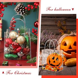 100 sacs cadeaux transparents en PVC avec poignées - Mini sacs cadeaux transparents pour fêtes, sacs cadeaux en <span class=keywords><strong>plastique</strong></span> <span class=keywords><strong>transparent</strong></span> 5,9 x 6,29 pouces - Product Image 5