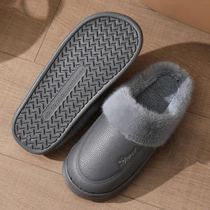 รองเท้าแตะผู้ชายไซส์ใหญ่พิเศษสำหรับฤดูหนาว ผ้าฝ้ายบุขนด้านใน กันลื่น อุ่นสบาย พื้น PU หนานุ่ม ระบายอากาศได้ดี - Product Image 2