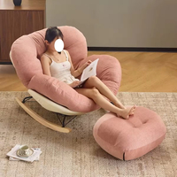Fauteuil de salon rose pas cher avec ottoman, ensemble de chaises modernes en tissu doux pour salon, fauteuil à bascule individuel design populaire pour la détente