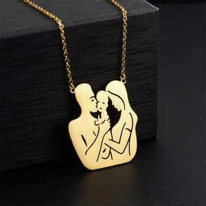 Ciondolo famiglia personalizzato collana in acciaio inossidabile Color oro placcato una famiglia di <span class=keywords><strong>tre</strong></span> pendenti genitore-figlio per <span class=keywords><strong>madri</strong></span> - Product Image 1