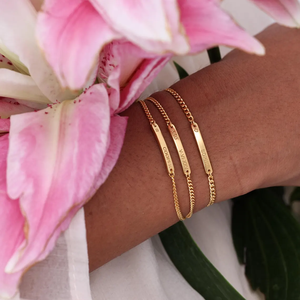 Bracelet personnalisé gravé en acier inoxydable plaqué or, chaîne <span class=keywords><strong>gourmette</strong></span> cubaine, bijou confortable pour demoiselles d'honneur - Product Image 3