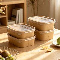 Boîtes alimentaires carrées jetables en kraft biodégradables, recyclables, résistantes à l'eau, sans BPA, micro-ondables, écologiques, avec logo personnalisé