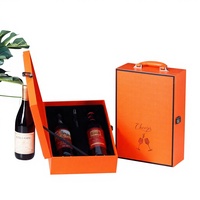 Coffret cadeau double bouteille de vin rouge en forme de sac à main, carton gris avec impression bronzée, logo UV, carton rigide, boîte en coton perlé