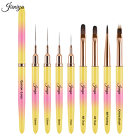Pinceaux de nail art de haute qualité avec manche métallique couleur dégradée, pour liner, French, ovale, effet pétale ombré, dessin de dentelle et peinture thérapeutique