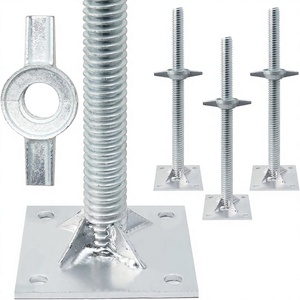 Reinforced Adjustable Leveling <strong>Jacks</strong> 18.25" Solid Baker Style Base Plate 4 Pack Galvanized Silver Screw <strong>Jacks</strong> <strong>Ladder</strong> Parts - Product Image 1