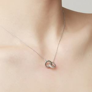 Collares de Doble Círculo para Mujer, Gargantilla con Diamantes CZ, Plata de Ley 925, Joyería con Dijes - Product Image 6