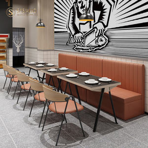 Venta al por mayor moderno personalizado barato muebles de buffet de doble cara sofá asiento de pared larga banco de terciopelo de cuero cabina de restaurante - Product Image 2