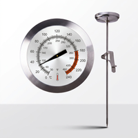 Thermomètre à cadran haute température avec sonde, thermomètre mécanique à cadran bimétallique avec sonde en métal durable