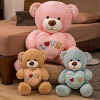Vente en gros de jolis câlins amour coeur bleu marron rose peluche ours en peluche jouets cadeaux d'anniversaire saint valentin