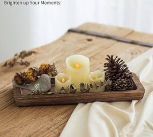 Décoration d'intérieur : Plateau décoratif rustique en <span class=keywords><strong>bois</strong></span>, petit plateau porte-bougie pour <span class=keywords><strong>table</strong></span> basse, <span class=keywords><strong>salle</strong></span> à <span class=keywords><strong>manger</strong></span> et cuisine - Product Image 2