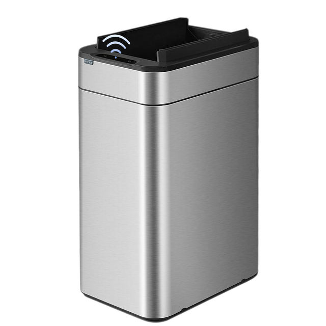ELPHECO 30L Indoor Household Smart Rectangle Trash Can Wings-Open Design with Trash Bag Fixer for Kitchen & Office Use