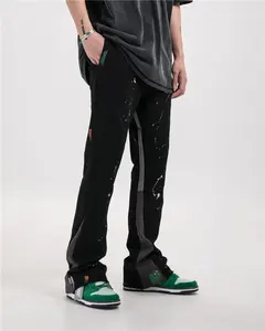 Hot Sale Streetwear Jogger Skinny Patchwork Herren Jogger hose Custom Printed Logo Baumwolle Flared Sweat pants