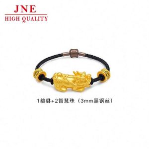 Pulsera Gilt Pixiu para <span class=keywords><strong>mujer</strong></span>, chapada en oro amarillo sobre cobre, accesorios de oro duro 3D, cuentas con efecto <span class=keywords><strong>tatuaje</strong></span>, pulsera roja con correa de mano para hombre - Product Image 6