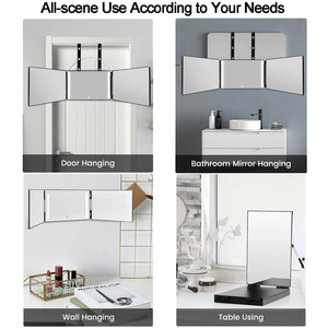 Bán buôn có thể điều chỉnh gấp gấp trifold 360 độ với ánh sáng <span class=keywords><strong>LED</strong></span> <span class=keywords><strong>3</strong></span> Bảng điều khiển cách gương cho tự cắt tóc - Product Image 6