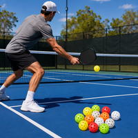 Balles de pickleball d'extérieur 40 trous, 74 mm, en PP, qualité compétition, pour entraînement, vente en gros, logo personnalisé disponible