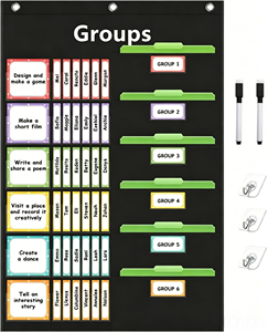 Organisateur de tâches quotidiennes pour enseignant, tableau de gestion de petits groupes en classe, 96 cartes, noir, pour l'école à domicile - Product Image 1