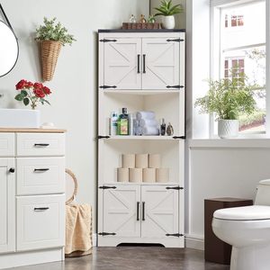 <b>Corner</b> <b>cabinet</b>, high-<b>corner</b> design, bathroom with barn door, adjustable shelves, storage <b>cabinet</b>, laundry room, living room, - Product Image 1