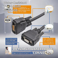 Connecteur de signal industriel droit étanche IP67 E DB15 avec câble PVC de 1 m, fiche mâle vers prise femelle 10A
