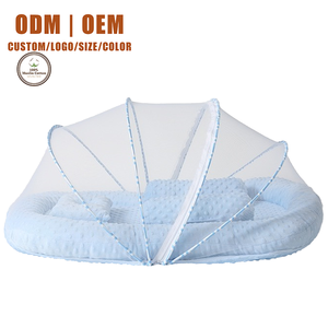 Xách tay bông bé làm tổ với dây kéo lưới chống muỗi, đệm thoáng khí và hỗ trợ giấc ngủ nhẹ nhàng cho trẻ sơ sinh thoải mái - Product Image 2